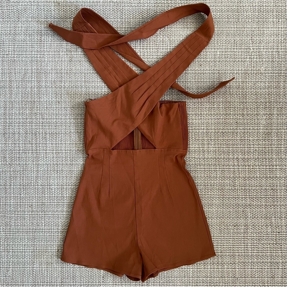 Fashion Nova Orange Cross Halter Playsuit - Picture 4 of 6